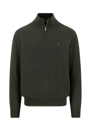 Fynch Hatton - Strickpullover mit Troyer grün - Gr. - M