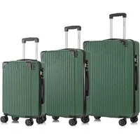 YONSLY Kofferset Trolleyset Hartschale 3-teilig, Reisekoffer Set mit 360° ABS Trolley, 4 Rollen, (3 tlg., Sicherheitsschloss & Weichem Gummigriff, 210D-Futter Handgepäck M L XL), 3er Set – Stabiles Leichtgewicht für Business und Reise