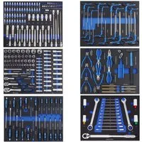 TRUTZHOLM Werkzeugset 6 xWerkstattwageneinlagen 520x400 mm bestückt mit 254 Teilen, (Set), Chrom-Vanadium
