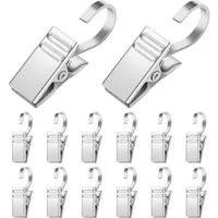 FELIXLEO Gardinenstange Vorhang Clips Metall Klammern mit Haken Duschvorhang Silber