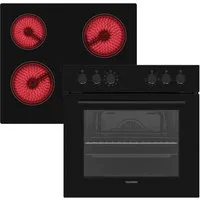 Telefunken Elektro-Herd-Set ECH65A-B2, VapClean, Einbauherdset, 65 L, Backofen mit Grill & Umluft, Glaskeramik-Kochfeld