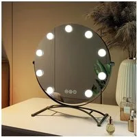 EMKE Kosmetikspiegel 1 Plus 1 Hollywood Spiegel mit Beleuchtung 7 x Vergrößerungsspiegel (Sternenlicht Serie), 3 Lichtfarben,Dimmbar,7 x Vergrößerungsspiegel,360° Drehbar