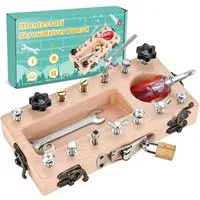 CLTYQ Lernspielzeug Montessori Spielzeug Holz Schraubbrett, Busy Board Holzspielzeug, Schraubendreher Brett, Lernspielzeug,Kinderspielzeug, Motorikspielzeug