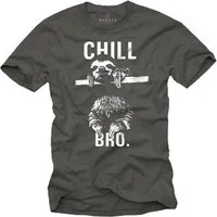 MAKAYA Print-Shirt Coole Lustige T-Shirt Sprüche Herren Jungen - Chill Bro Faultier Druck mit Druck