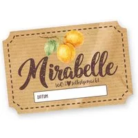 itenga Aufkleber Itenga 50 x Marmeladenetikett rechteckig 6x4cm Mirabelle