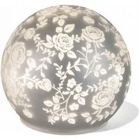 formano LED Dekolicht LED Glas-Kugel Silber Rosenmotiv 10cm batteriebetrieben mit Timer Deko, LED fest integriert