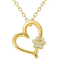 Limana Herzkette Pfote Herz gold Halskette Damen 925 Silber vergoldet Geschenk (Frauen Freundin Ehefrau Mutter Schmuck inkl. Dose), Geburtstag Weihnachten Muttertag Valentinstag Hochzeitstag Jahrestag