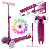 COIL Dreiradscooter Kinderroller, Tretroller, Dreirad-Balance-Roller, Cityroller, 10 km/h, ABEC-7-Lager, 3-stufige Lenkradverstellung, LED-Räder
