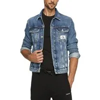 Klein Jeansjacke Calvin CK Jeans 90S Varsity College Jacke Blouson Gewebtes CK Jeans Logo-Patch vorn auf der Brust