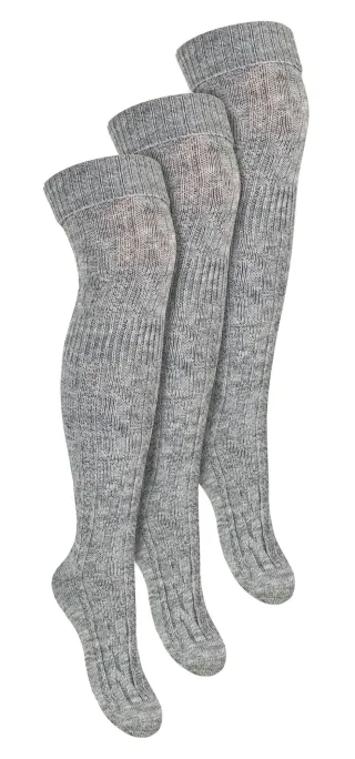 3 Paar Overknee-Wollsocken für Damen | Steven | Damen Extra lange Wollsocken Grau