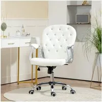 Vinsetto Bürostuhl mit gepolsterte Rückenlehne, drehbar (Chefsessel, 1 St), für Wohnzimmer, Büro, Weiß