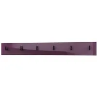 Vladon Garderobenpaneel Linea V1 (Wandgarderobe, mit 6 Kleiderhaken), Brombeer Hochglanz (110,5 x 14,5 x 3,5 cm)