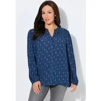 Ulla Popken Satinbluse Bluse Herzen A-Linie Tunika-Ausschnitt Langarm