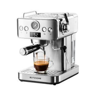 [EU Direct] BlitzHome® CM-601G Espresso Coffee Machine H10A 20Bar 1150W with Pressure Gauge PID & NTC 51mm Portafilter M