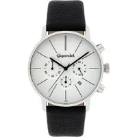 Gigandet Chronograph Herrenuhr, Armbanduhr, Damenuhr, 42mm, MINIMALISM G32-001, Mineralglas, Datumsanzeige, Lederband, 3bar/30m wasserdicht
