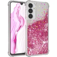 EAZY CASE Handyhülle Liquid Glittery Case für Samsung Galaxy A16 5G 6,7 Zoll, Glitzerhülle Shiny Slimcover stoßfest Durchsichtig Bumper Case Pink