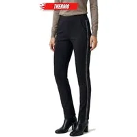 dy_mode Thermohose Damen Thermo Hose mit Glitzer Streifen Warm gefütterte Winterhose in Unifarbe, Middel Waist, mit Innenfutter, mit elastischem Bund