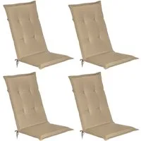 Beautissu Hochlehnerauflage 4er Set Gartenstuhlauflage Loft HL Natur, 120x50x6cm, Polster Auflage, Sitzpolster & Sitzkissen für Hochlehner Gartenmöbel