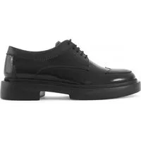 Celal Gültekin Wingtip Brogue Derby Blockabsatz Herren Schnürschuh Glanzleder Brogue, Blockabsatz, Echtleder-Futter, Schwarz, 44