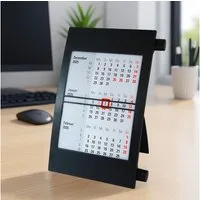 Kamber Office Tischkalender 2026–2027 Drehkalender – Schreibtischkalender 3 Monate mit Schieber, 28 Monate mit Drehmechanik, Dreimonatskalender 28 Monate, 2026 mit Datumsschieber Jahreskalender