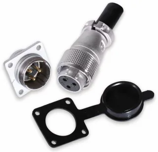 Einbaustecker-Set, 2-pol., Ø 20 mm, mit Schraubverschluss und Schutzkappe