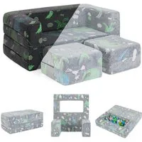 KOMFOTTEU Kindersofa, ausklappbar mit leuchtenden Mustern & abnehmbarem Flanellbezug