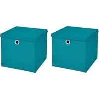 StickandShine Faltbox 2er SET 28 x 28 x 28 cm mit Deckel – perfekt für KALLAX - 19 Farben