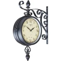 Levandeo® Wanduhr (Wanduhr H31cm Metall doppelseitige Bahnhofsuhr Retro Antik Stil)