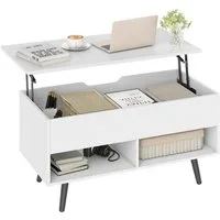 KOMFOTTEU Couchtisch, Kaffeetisch mit anhebbarer Tischplatte, 80 x 40 x 46-60 cm