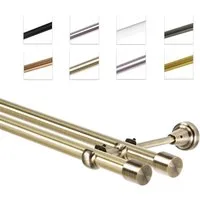 MDEKOR Gardinenstange Vorhangstange 19mm, 2-läufig, kürzbar, 2-läufig Wandmontage, 120 cm Antik Gold