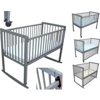 Micoland Beistellbett Kinderbett / Beistellbett / Wiege 3in1 120x60 cm mit Matratze grau
