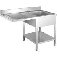 GastroHero Arbeitstisch Spülbecken Edelstahl Gastro 120 cm 1 Becken rechts mit Ablage