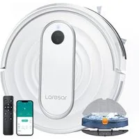 Laresar Saugroboter mit Wischfunktion 8000 Pa, 3-in-1 Reinigung, Teppich-Booster, 120 Min, 45 W, HEPA-Filter, 3 Modi, Fernbedienung, App- und Sprachsteuerung