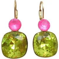 Mugello Paar Ohrhänger Mary hellgrün-pink vergoldet knallig neon Eye-Catcher, Handgefertigter Modeschmuck, made in Germany