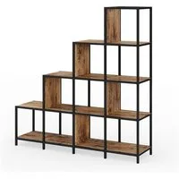 Vicco Raumteilerregal Fyrk, Eiche rustikal/Schwarz, 120 x 120 cm, 1-tlg.