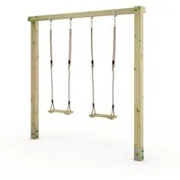 Wickey Doppelschaukel Aero Star – Robuste Holzschaukel mit 2 Schaukelsitzen, (Gartenschaukel mit Holzrahmen & höhenverstellbaren Sitzen, Familien-Schaukel für zwei Kinder - Erweiterbar mit Wickey Zubehör), Kompakte Maße & modernes Design – passt in f