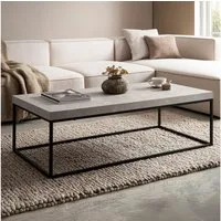 FINEBUY Couchtisch FB59745 Sofatisch 120 cm Wohnzimmertisch Groß Kaffeetisch Modern (120 cm MDF, Wohnzimmertisch Stein Optik Sandfarben), Sofatisch Beige Modern, Kaffeetisch Rechteckig