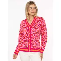 Zwillingsherz Strickjacke "Leo Streifen" mit Knöpfen, Leomuster und Streifenbündchen