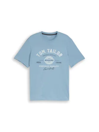 Tom Tailor - T-Shirt mit Logo-Print mountain spring blue - Gr. - XL
