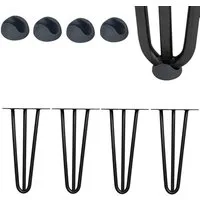 Mucola Tischbein Hairpin 4er Set aus Stahl Haarnadelbeine Tischgestell Tischbeine, DIY-Lösung für individuelle Tischprojekte, mit Bodenschonern