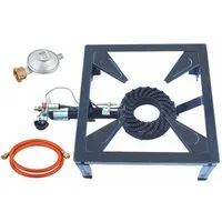 Wehmann Gaskocher 10,5 KW Profi 4 Fuß Hockerkocher, mit Gasschlauch und Druckregler 120 kg Belastbarkeit