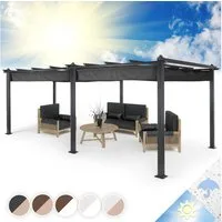 blumfeldt Pavillon Pantheon 3x6 Pergola 3x6 m Aluminium Polyester PU UV 200g/m² grau, Terrassenüberdachung Grillpavillon Gartenpavillon Sonnenschutz