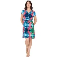 Phistan Midikleid Damenkleid aus Strickstoff – Blumen