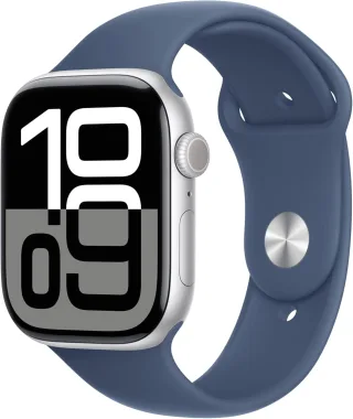 Apple Watch Series 10 [GPS inkl. Sportarmband M/L denim] 46mm Aluminiumgehäuse silber