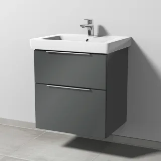 Sanipa 3way Waschtischunterbau zu Villeroy & Boch Subway 2.0 Waschtisch mit 2 Auszügen, Anthrazit-Gl UF61279