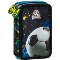 DERFORM Federtasche Fussball 3 Fach Federtasche gefüllt Federmäppchen Federmappe, (43-tlg)