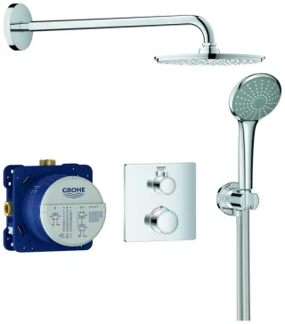 GROHE UP-Duschsystem Grohtherm 34734 mit FMS eck./SmartBox/Kopfb./Brauseset chrom, 34734000 34734000