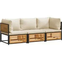 vidaXL Gartenlounge-Set 3-tlg. Garten-Sofagarnitur mit Kissen Massivholz, (1-tlg)