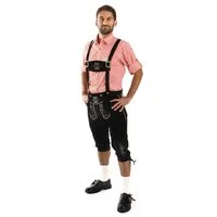 Almbock Trachtenlederhose Trachtenlederhose Herren Kniebund schwarz (1-tlg)