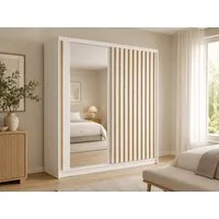 Home affaire Kleiderschrank VILLEFRANCHE modern mit viel Stauraum, Fächer & Kleiderstange, Spiegel Garderobe in 3 Breiten (155, 205, 248 cm), erhältlich in 3 Farben